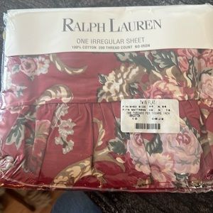 Ralph Lauren twin flat sheet red floral. NWT